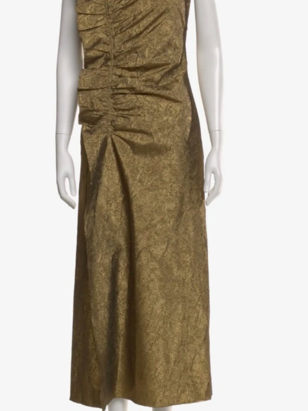 NWOT ULLA JOHNSON Demetra Ruffle Ruched Midi Dress in Graphite XS $1,190 - Picture 7 of 7